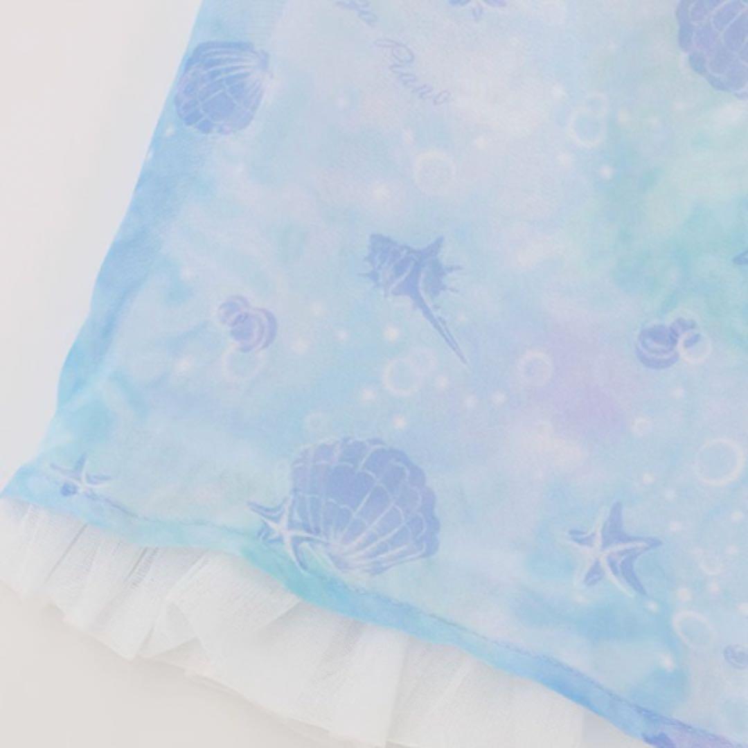 メゾピアノ シェル柄シフォン　肩開きワンピース　120