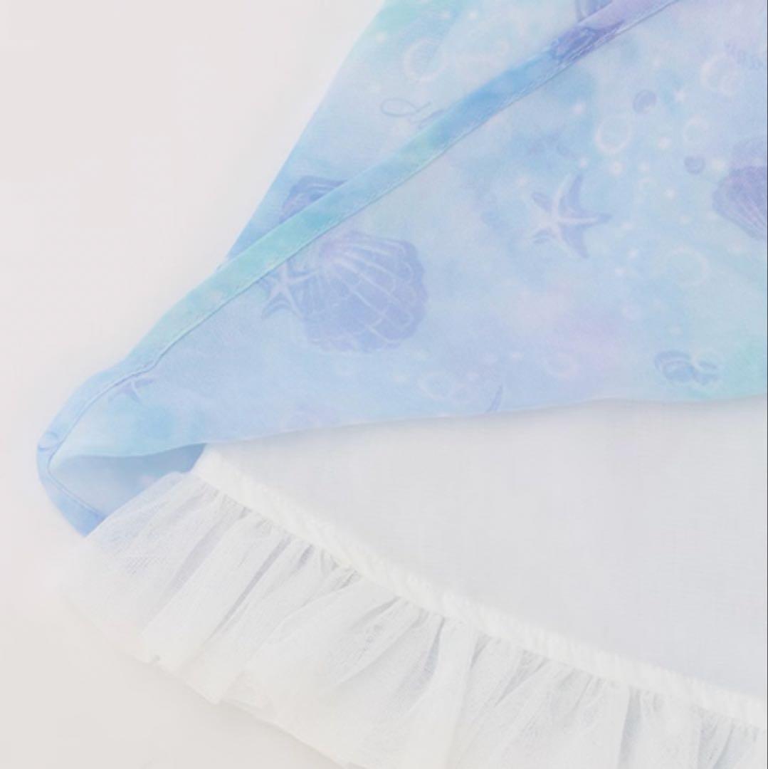 メゾピアノ シェル柄シフォン　肩開きワンピース　120