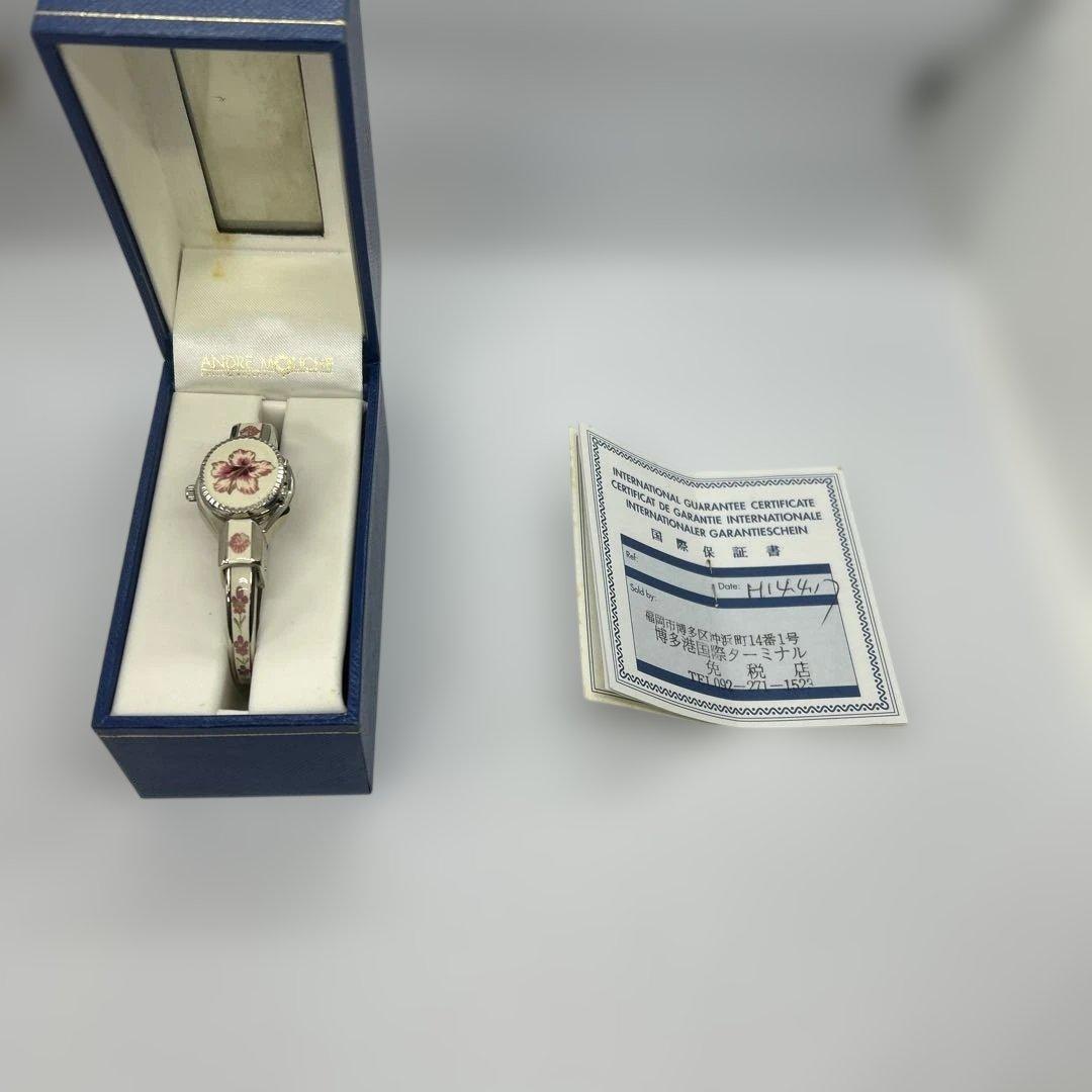 【稼働品】アンドレムッシュ花柄バングル時計 ANDRE MOUCHE
