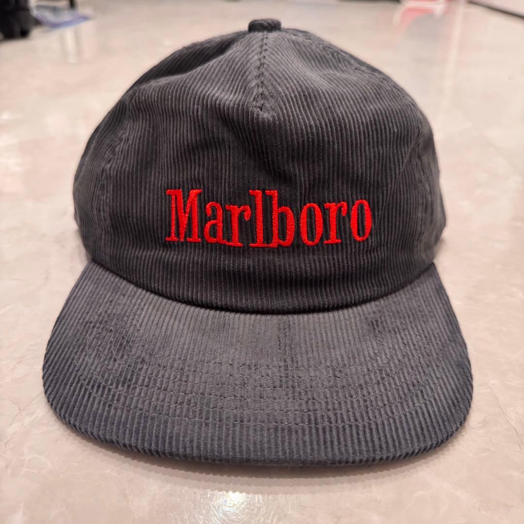 90s marlboro グレー　コーデュロイ　キャップ　デットストック