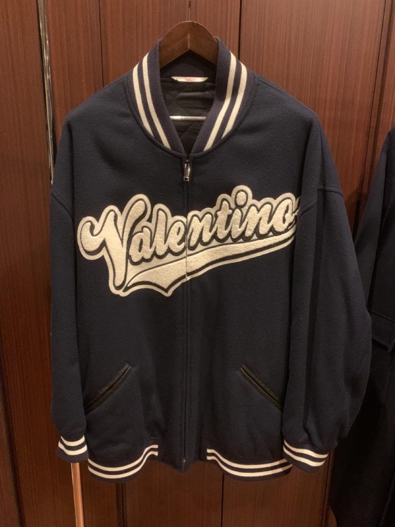 承*郎様 22AW valentino スタジャン 44 ネイビー×白 イタリア