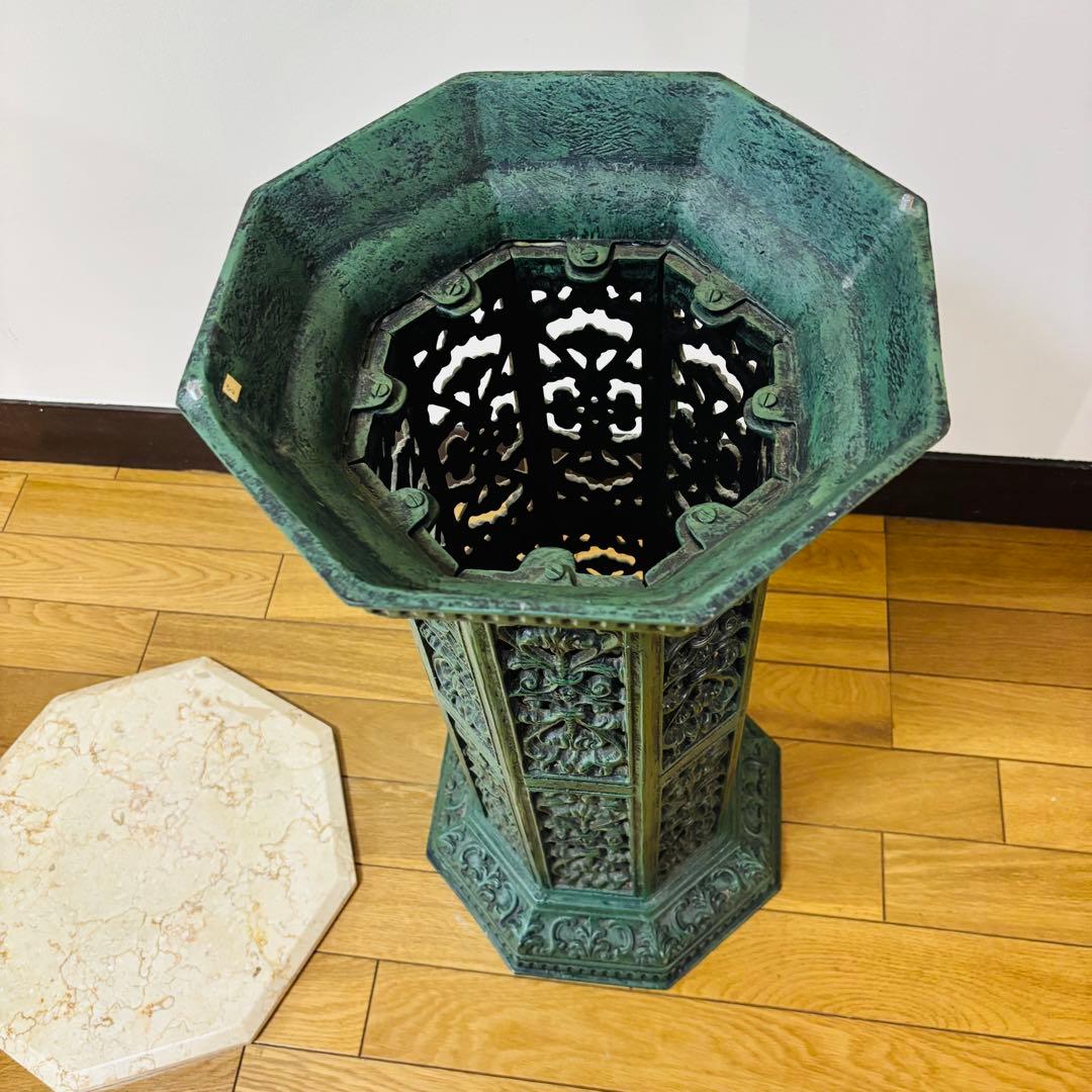 イタリア ロココ調　大理石 アンティーク　サイドテーブル＆花台　送料込み