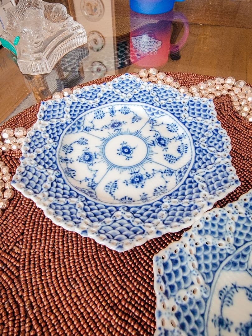 ロイヤルコペンハーゲン ブルーフルーテッド ダブルレース プレート