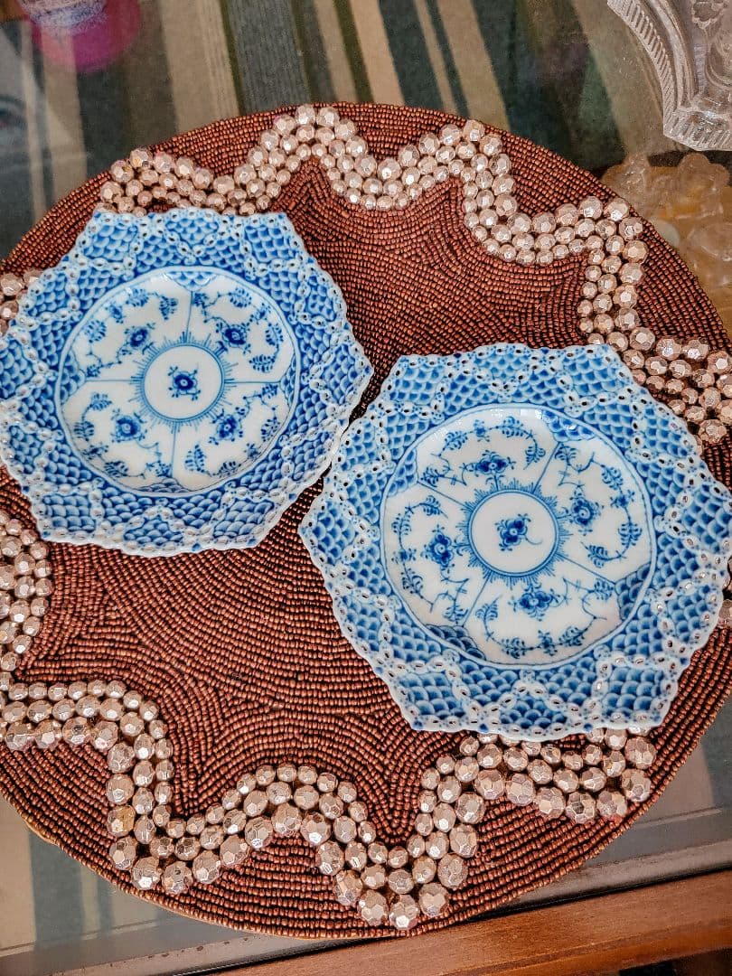 ロイヤルコペンハーゲン ブルーフルーテッド ダブルレース プレート