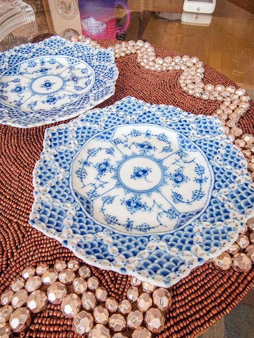 ロイヤルコペンハーゲン ブルーフルーテッド ダブルレース プレート