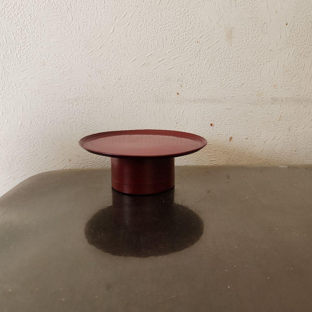 新品未使用*蜂谷隆之作 漆皮高台皿 朱