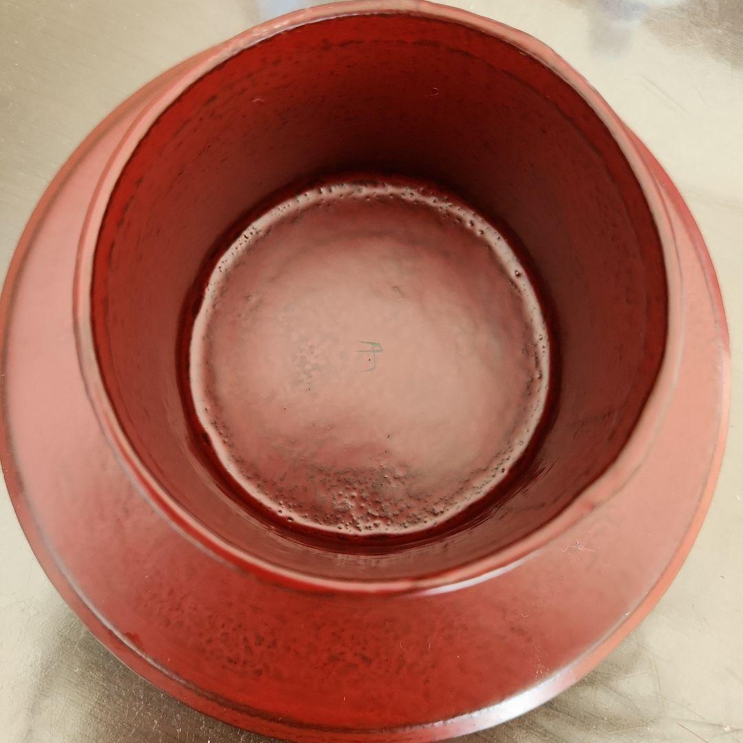 新品未使用*蜂谷隆之作 漆皮高台皿 朱