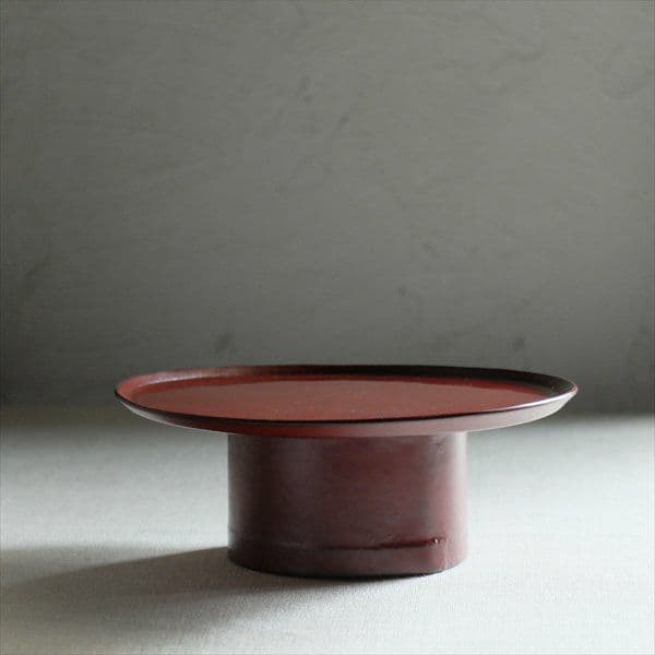 新品未使用*蜂谷隆之作 漆皮高台皿 朱