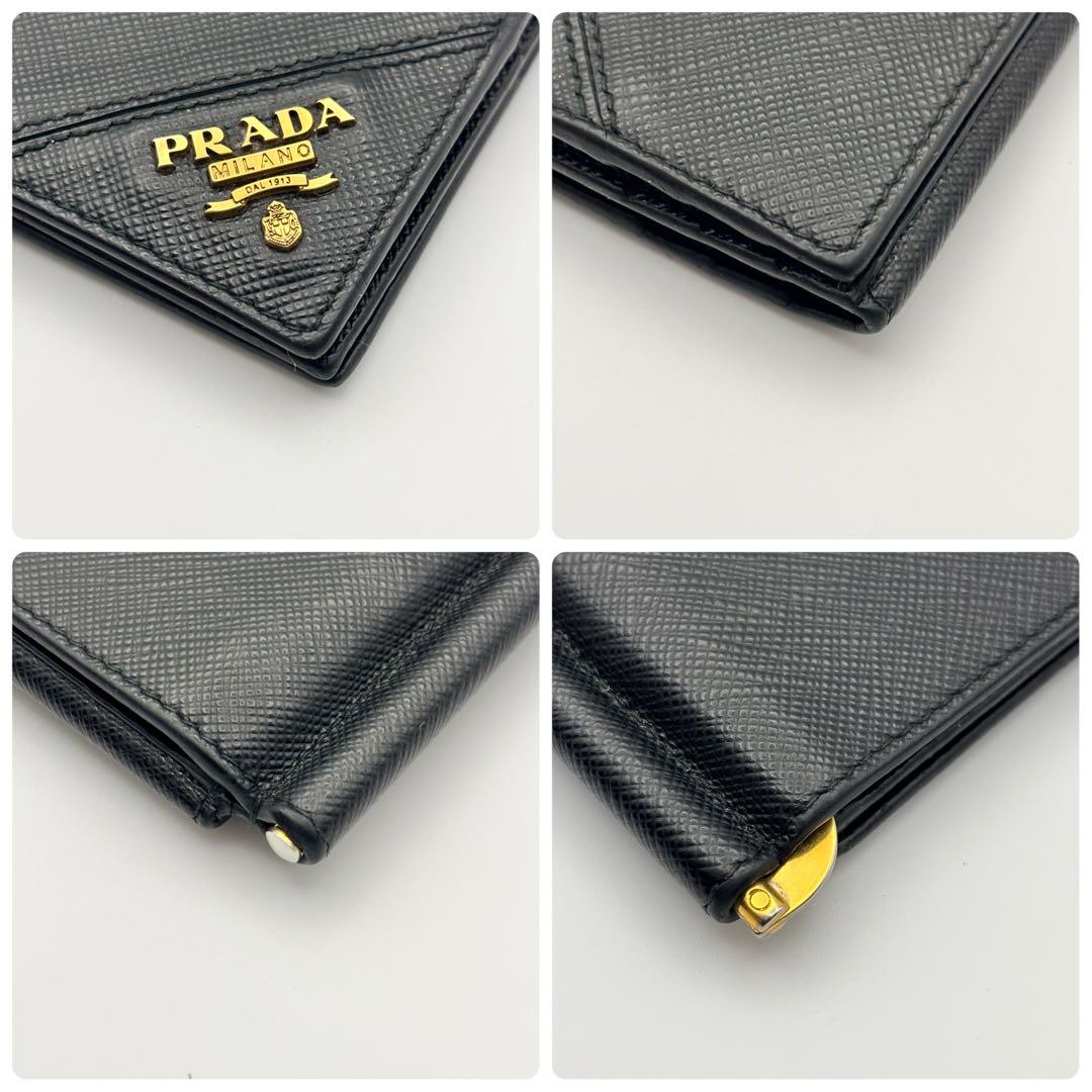 カード収納多✨希少✨プラダ マネークリップ サフィアーノ レザー ブラック