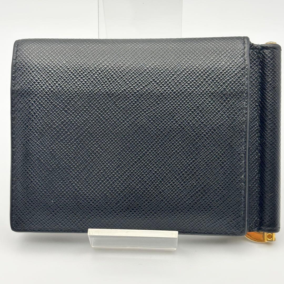 カード収納多✨希少✨プラダ マネークリップ サフィアーノ レザー ブラック