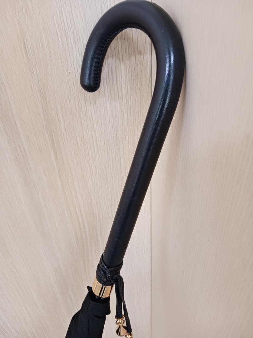 〔値下げ‼〕銀座和光　WAKO長傘　婦人用　持ち手皮　金の飾り付き 未使用　黒