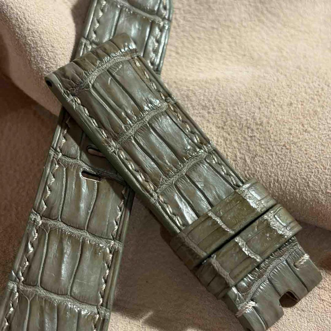 cro-1973 クロコダイル 腕時計ベルト オリーブ ラグ幅24mm