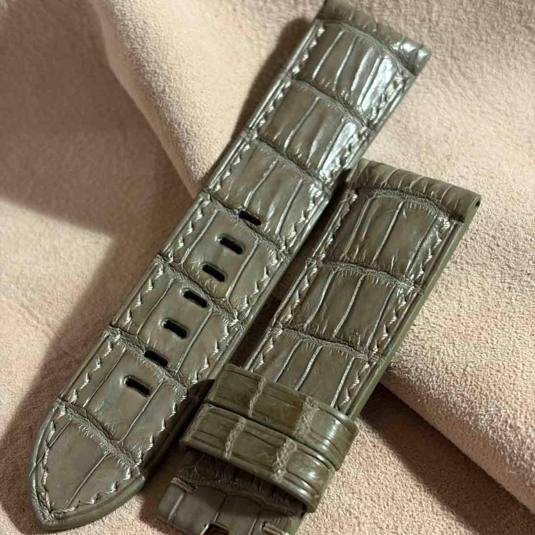 cro-1973 クロコダイル 腕時計ベルト オリーブ ラグ幅24mm