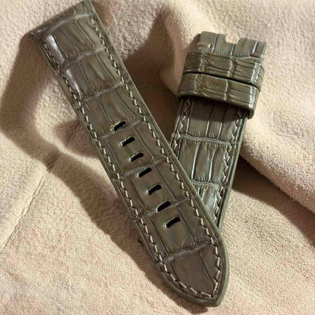 cro-1973 クロコダイル 腕時計ベルト オリーブ ラグ幅24mm