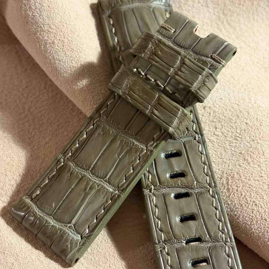 cro-1973 クロコダイル 腕時計ベルト オリーブ ラグ幅24mm