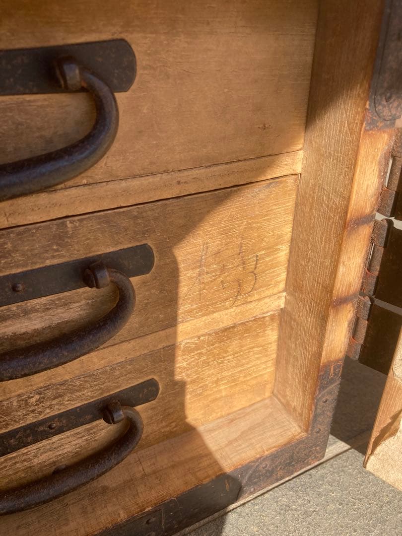 船箪笥　骨董品 古家具 木製箪笥 薬箱 薬箪笥 アンティーク【鍵付き】