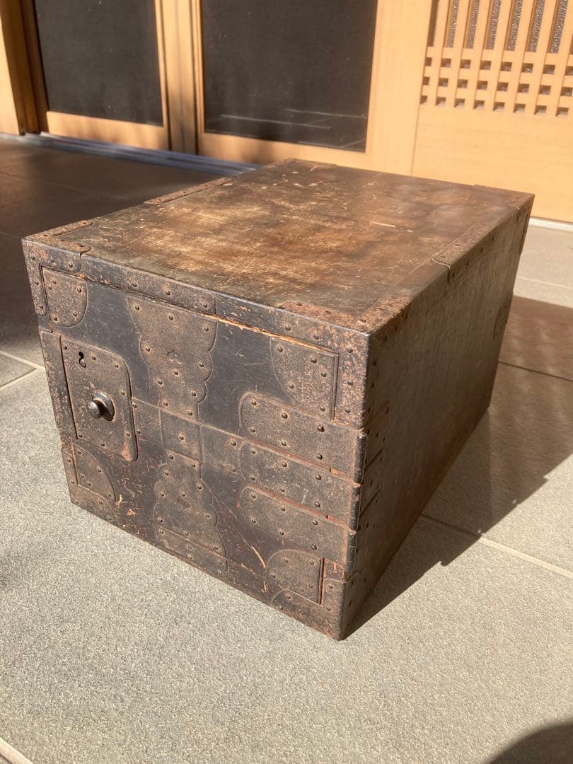 船箪笥　骨董品 古家具 木製箪笥 薬箱 薬箪笥 アンティーク【鍵付き】