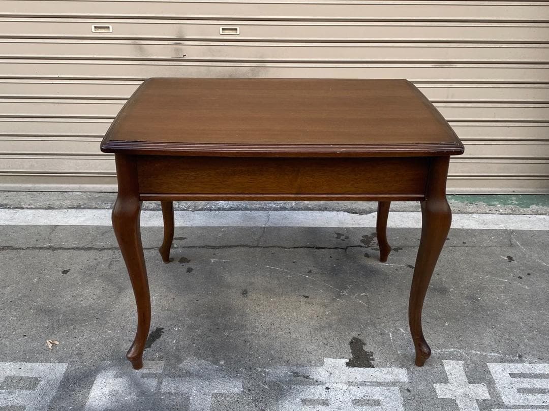 A396【マルニ木工】天然木 猫脚 サイドテーブル 引き出し付 オールドマルニ