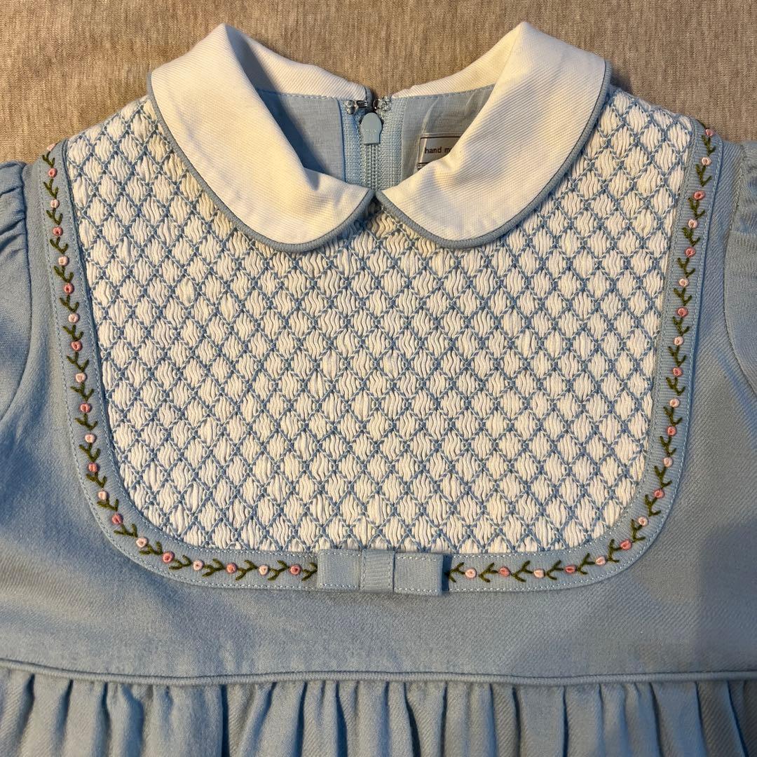 美品　白金よつば　スモッキングワンピース