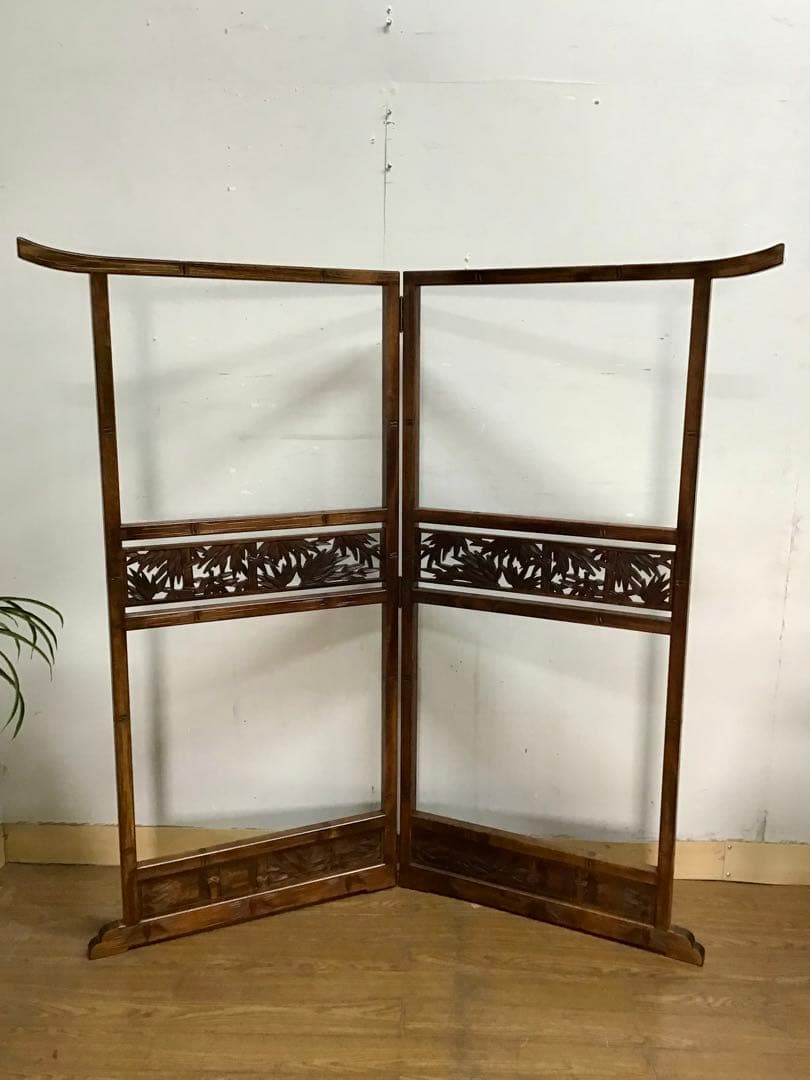 よかじー☆管218☆珍品☆軽井沢彫☆衣桁☆着物ハンガー☆竹模様