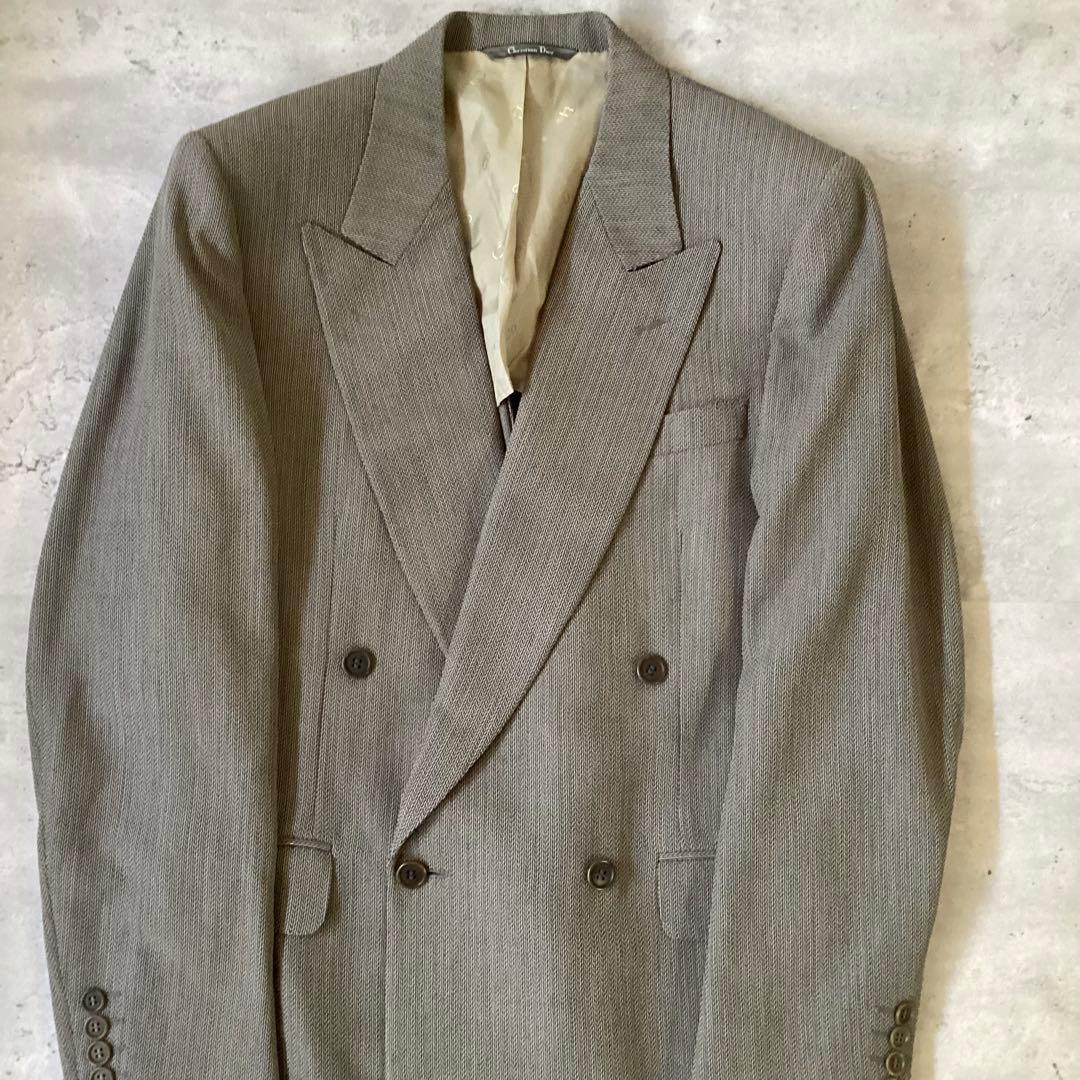Christian Dior スーツセットアップ　ツイード　グレージュ　背抜き