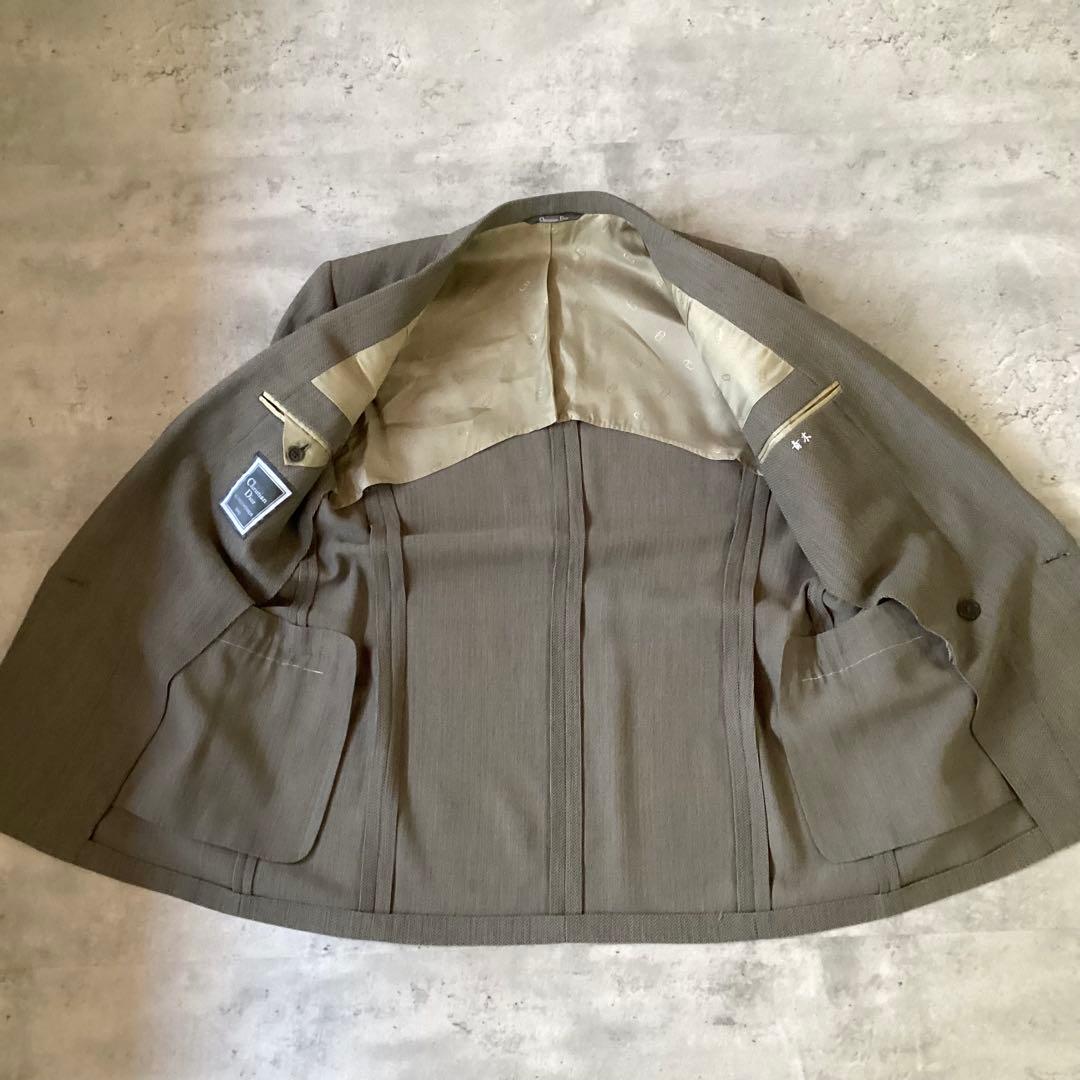 Christian Dior スーツセットアップ　ツイード　グレージュ　背抜き