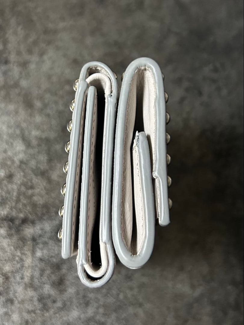 【未使用品】J&M DAVIDSON/スタッズ三つ折り財布/グレー