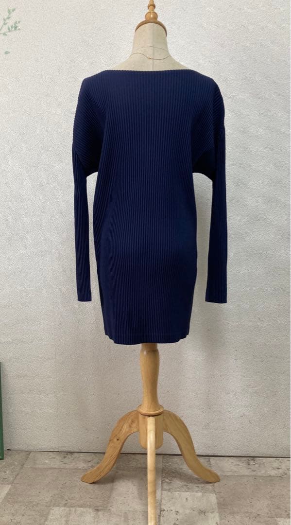 美品　プリーツプリーズ　プリーツチュニックワンピ 3 ネイビー　ウォッシャブル