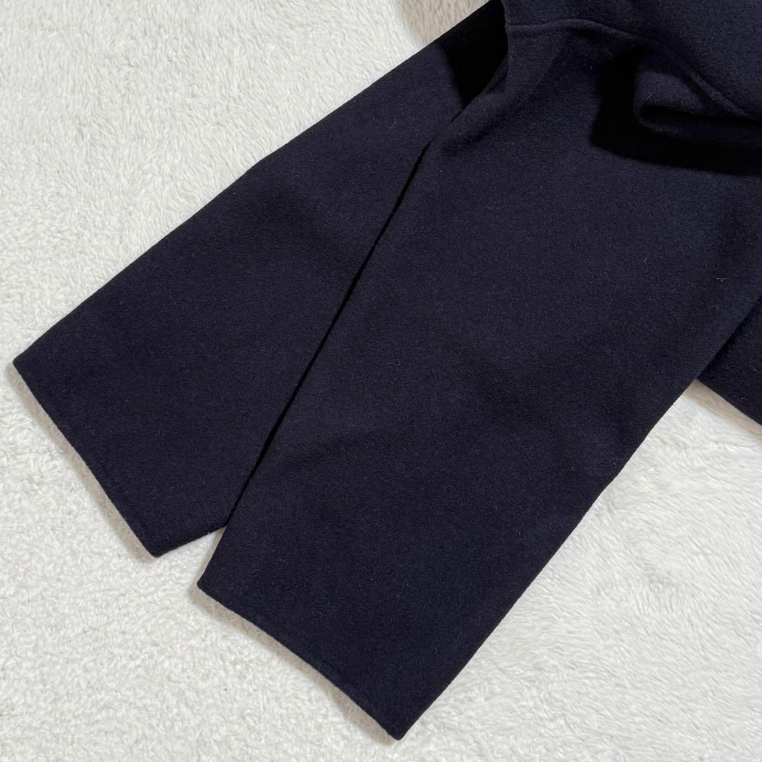 美品✨　23区　ウールリバーノーカラーコート　L　ゆったり　紺　24AW