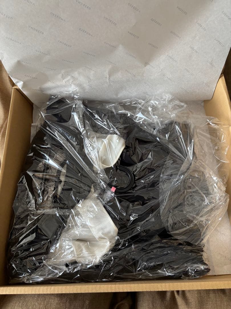 ブラック マキシドレス レーススリーブ リボン