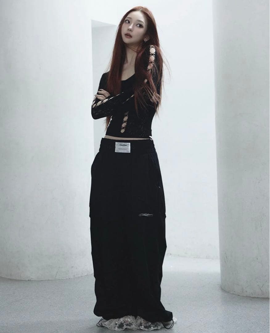 パンツ theredthread S nylon jersey pants lace