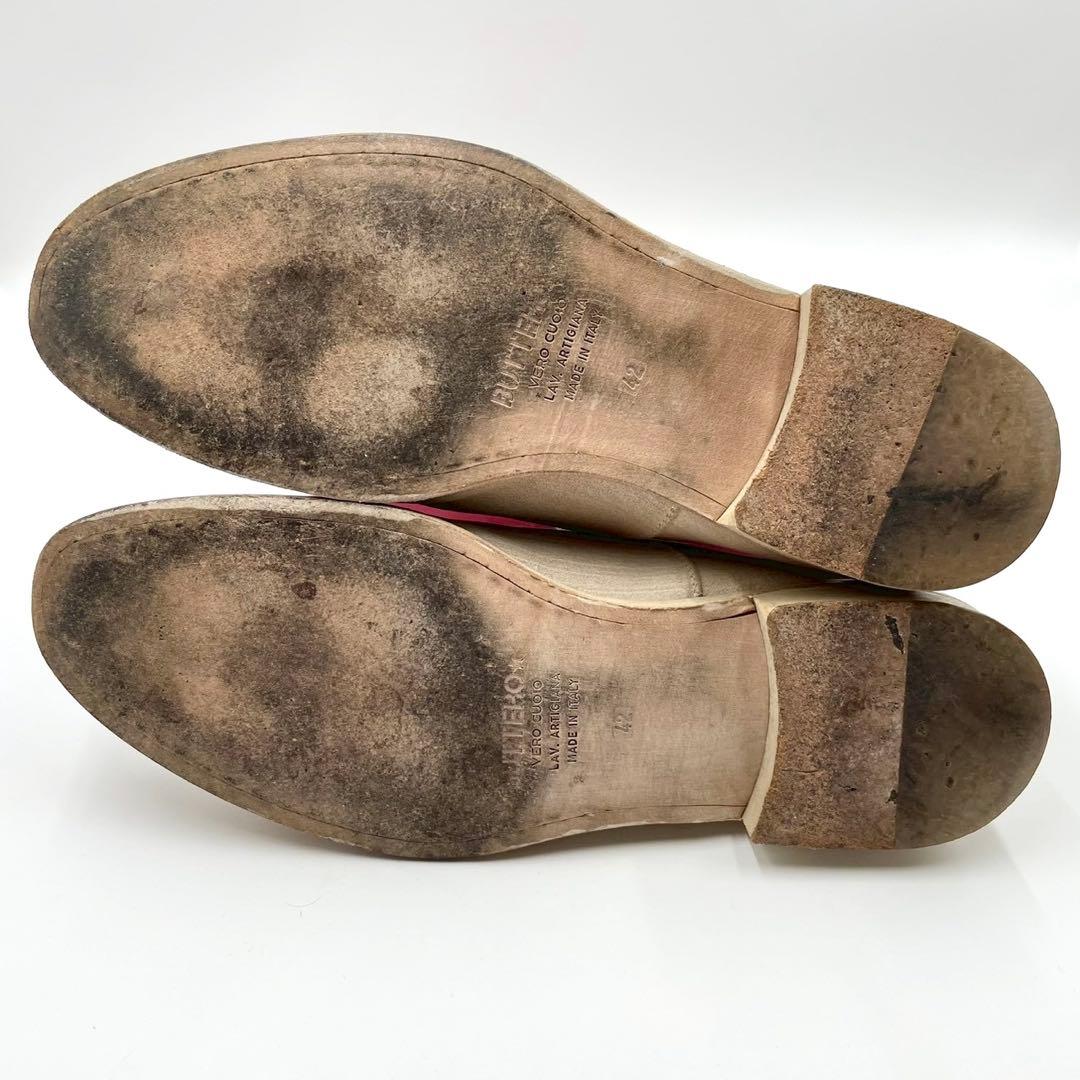 ブッテロ ドレスシューズ 703 内羽根 プレーントゥ 42 ベージュY1533