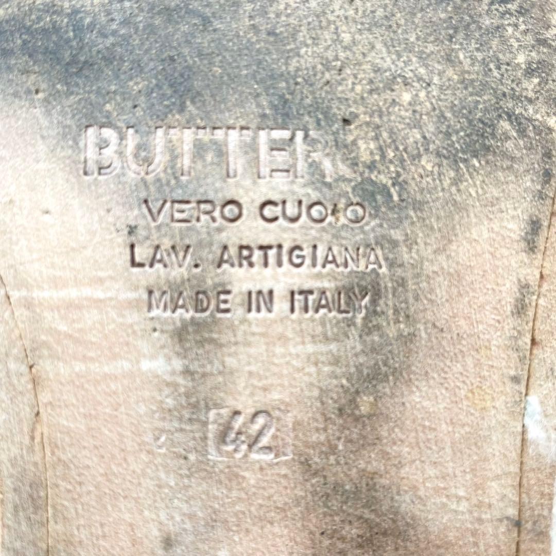 ブッテロ ドレスシューズ 703 内羽根 プレーントゥ 42 ベージュY1533