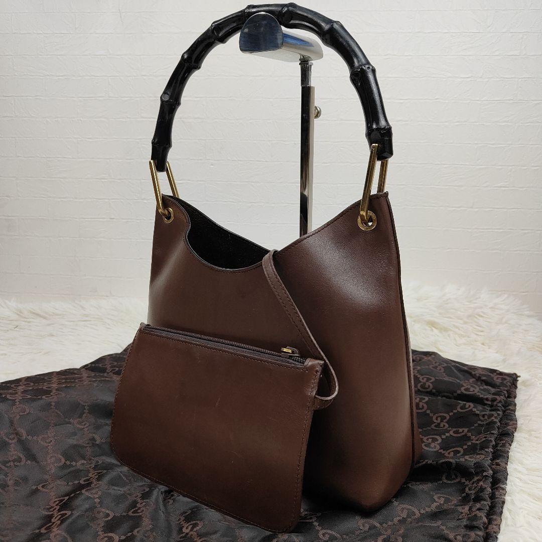 本日限定価格　グッチ　ハンドバッグ　肩掛け　ワンショルダー　バンブー　ポーチ付き