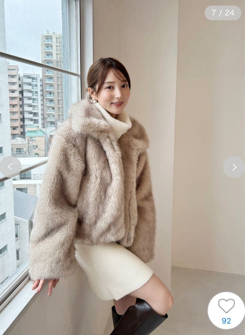 SNIDE ファーショートコート