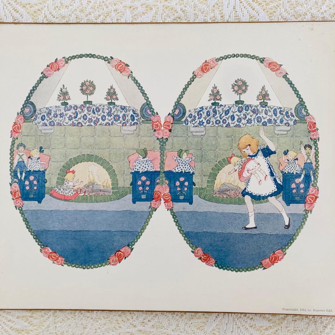 洋書古書　希少な楽譜絵本　1912年発行　ル・メールの淡く繊細で優雅なイラスト♡