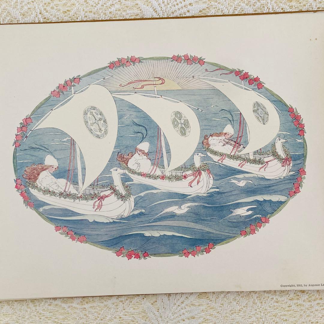 洋書古書　希少な楽譜絵本　1912年発行　ル・メールの淡く繊細で優雅なイラスト♡