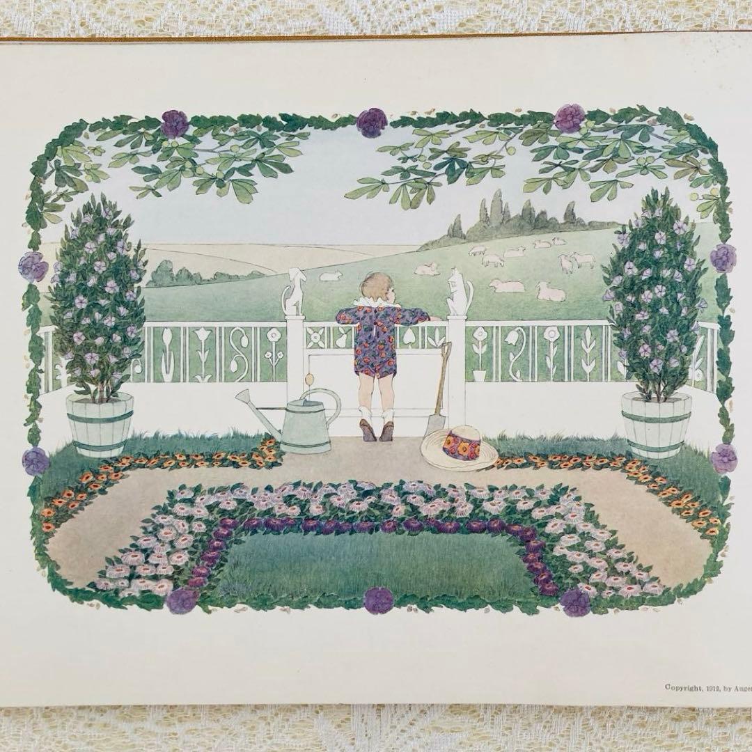 洋書古書　希少な楽譜絵本　1912年発行　ル・メールの淡く繊細で優雅なイラスト♡