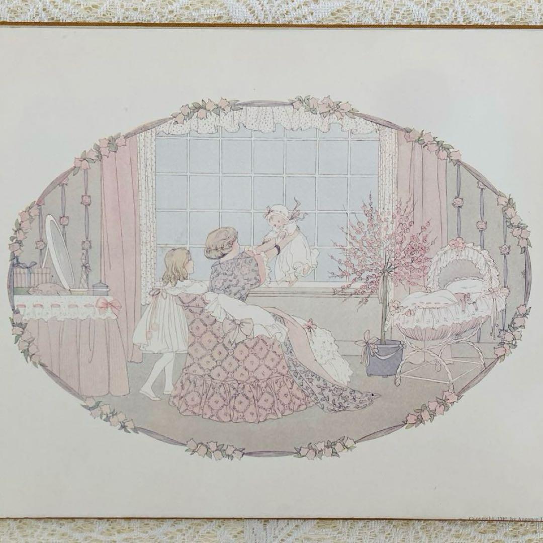 洋書古書　希少な楽譜絵本　1912年発行　ル・メールの淡く繊細で優雅なイラスト♡