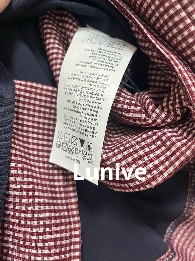 COYSEIO パッチワークチェック柄ポロシャツ風レイヤードシャツ