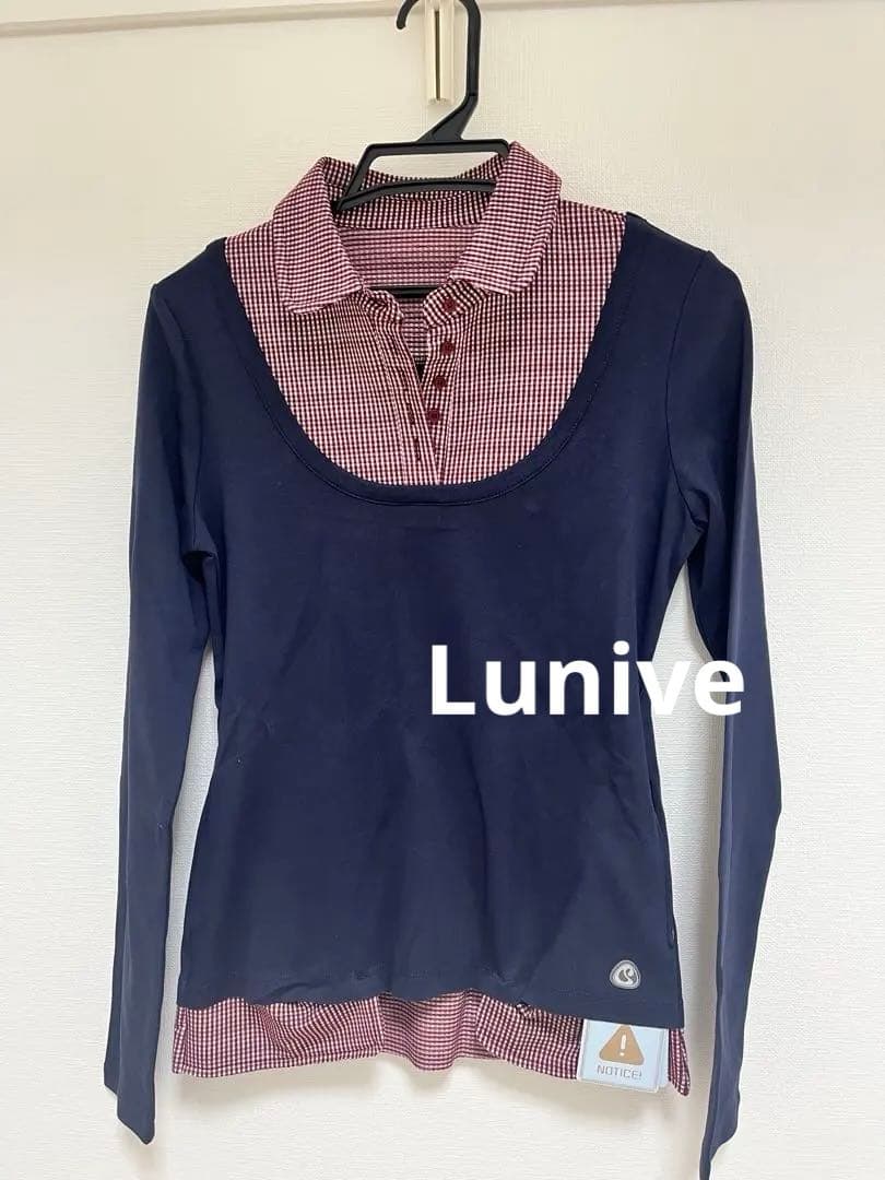 COYSEIO パッチワークチェック柄ポロシャツ風レイヤードシャツ