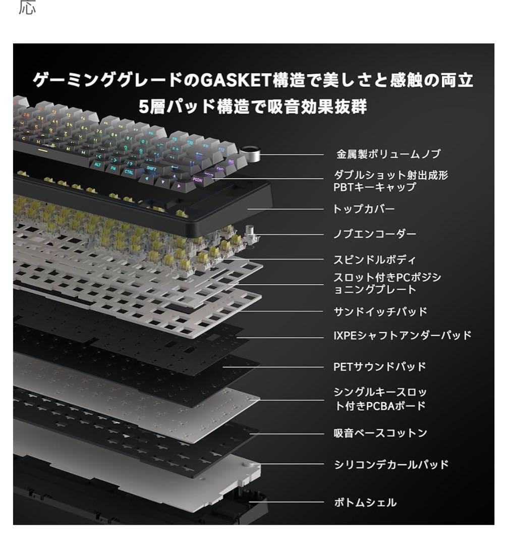 GK330 ゲーミングキーボード ワイヤレス3WAY接続 Mac/Win 40