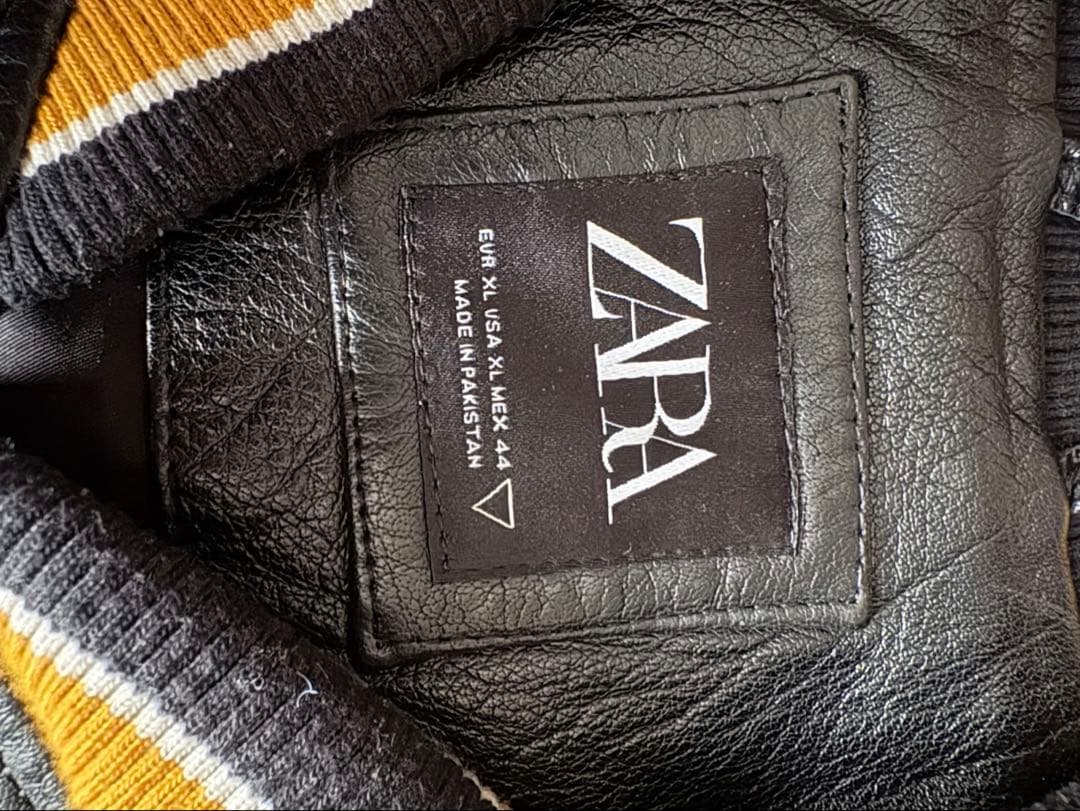 ZARA レザーボンバージャケット スタジャン 本革 XL