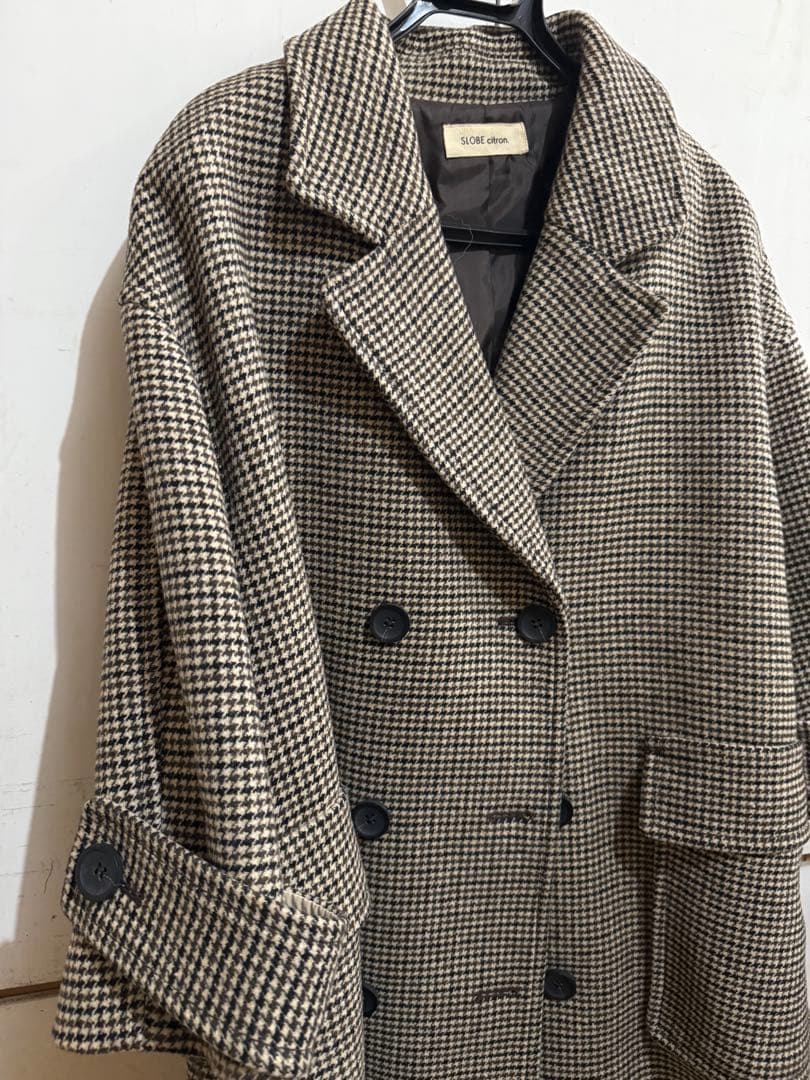 SLOBEチェック柄ダブルブレストコート