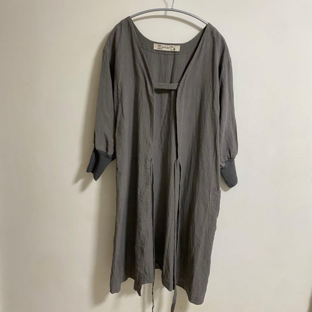 美品　kapoc 割烹着　エプロン　リネン　M〜L グレー