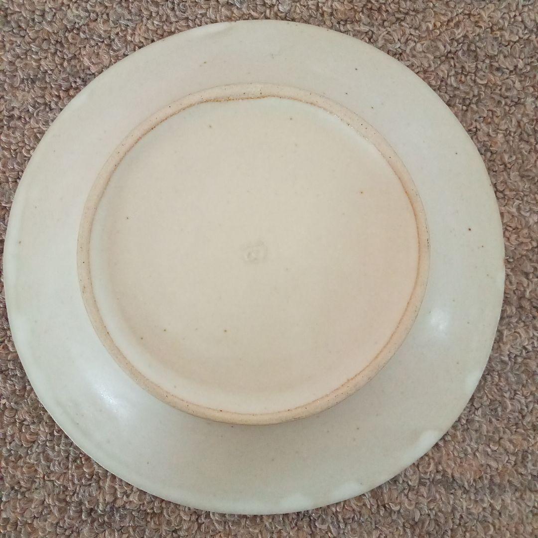 加藤あゐ　平皿　丸皿　黒結晶水玉皿　白　2枚セット