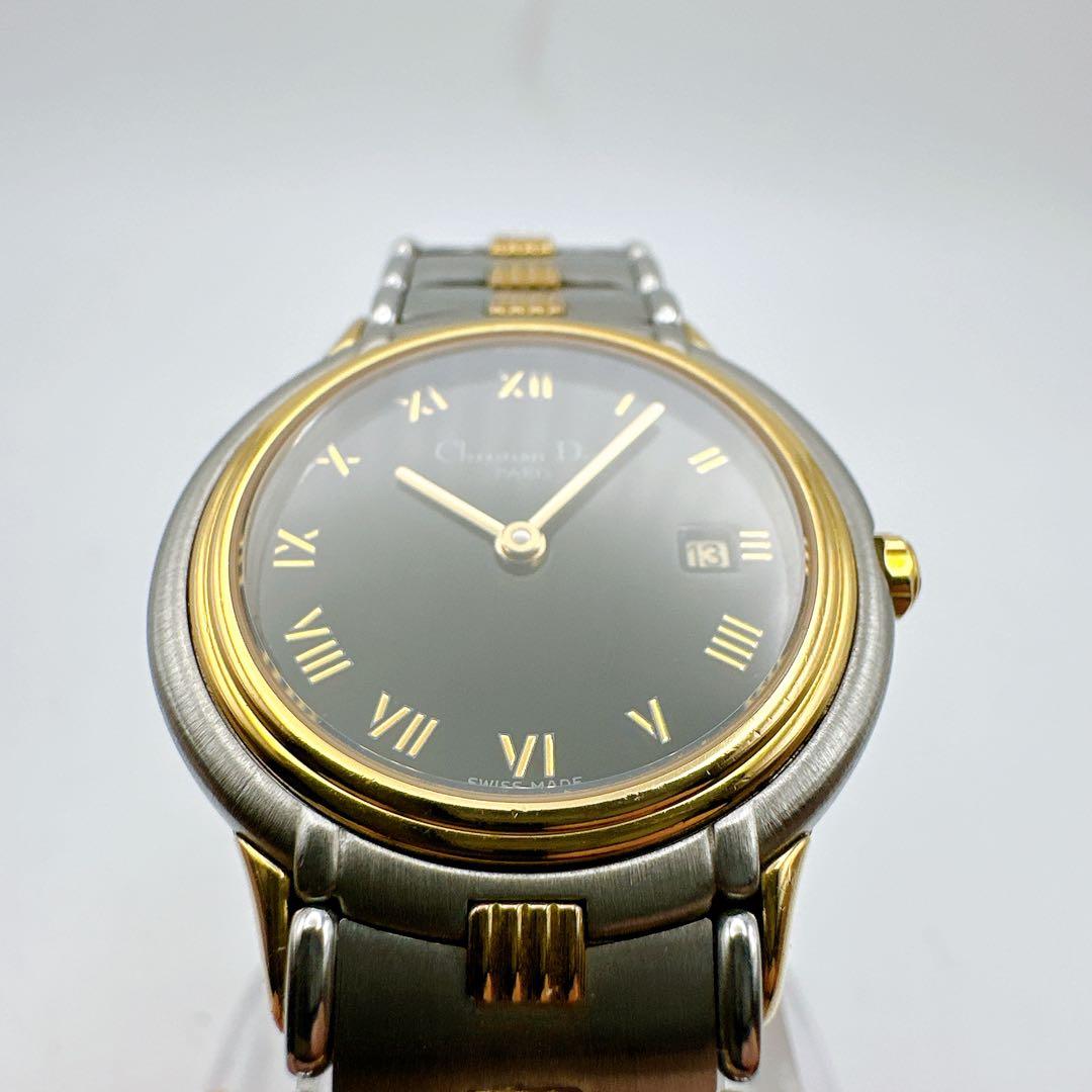 良品稼動品 クリスチャンディオール レディース腕時計 シルバーゴールド 黒文字盤