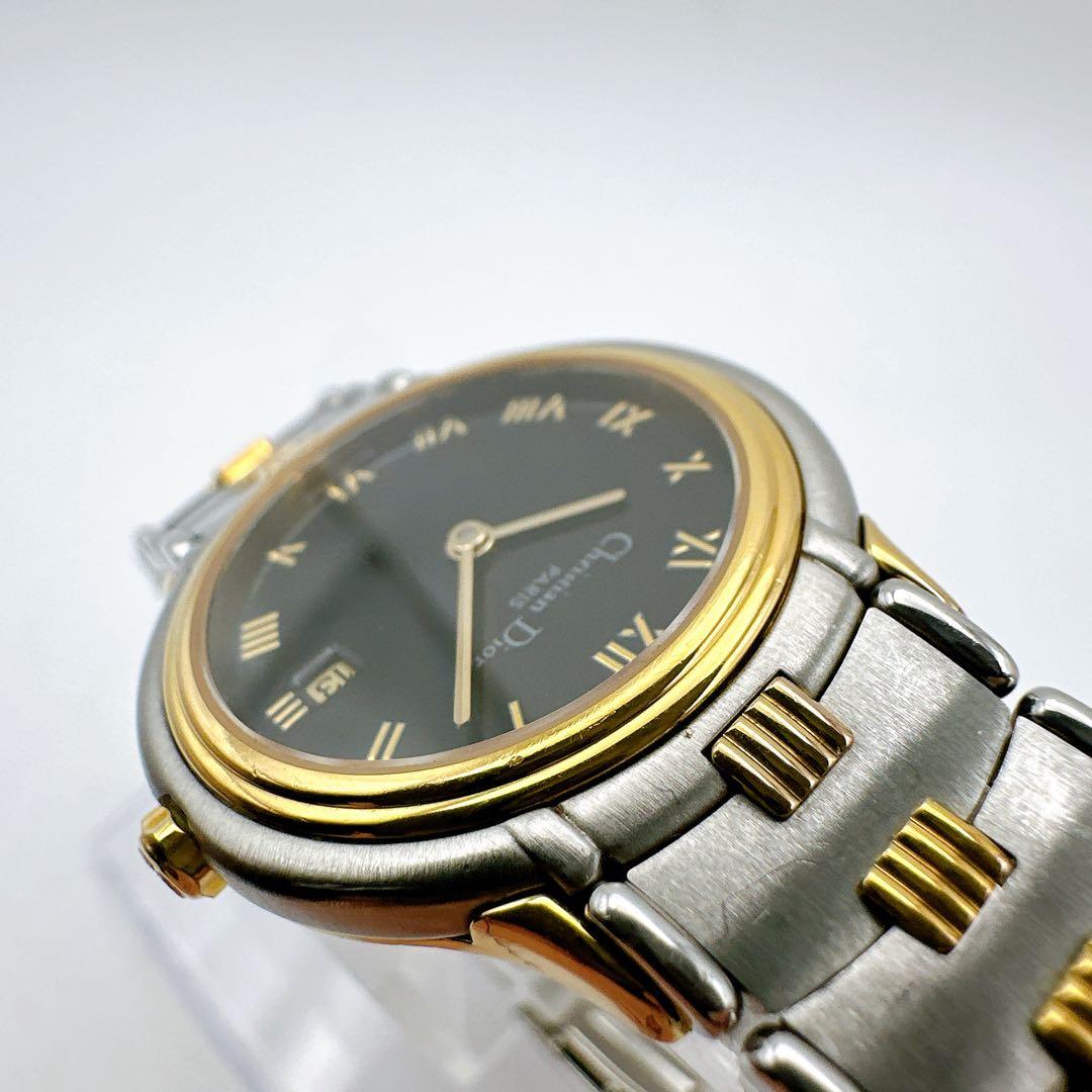 良品稼動品 クリスチャンディオール レディース腕時計 シルバーゴールド 黒文字盤