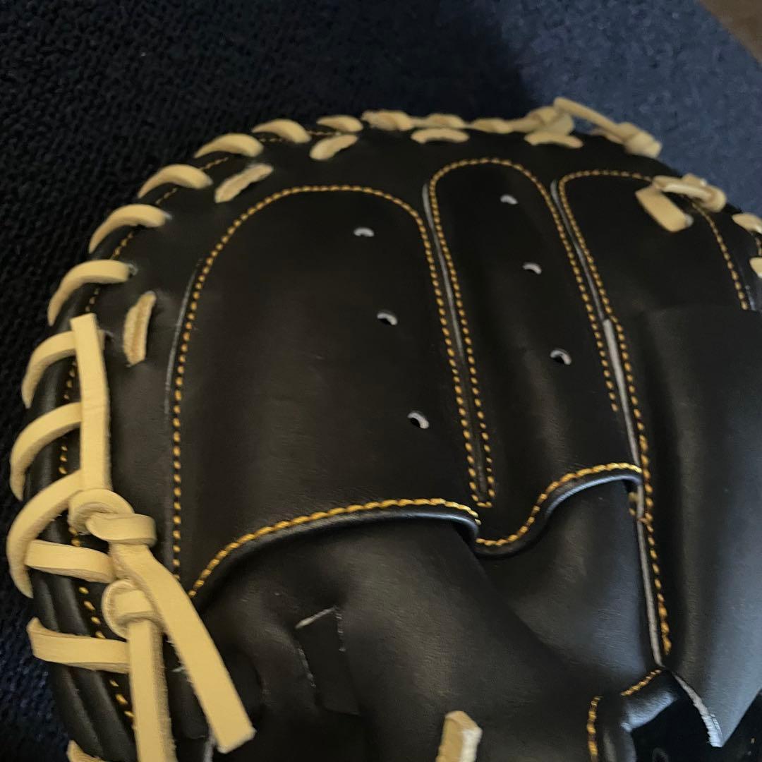 m*o様 ハタケヤマ 軟式 キャッチャーミット 右利き グローブ ブラック イエ
