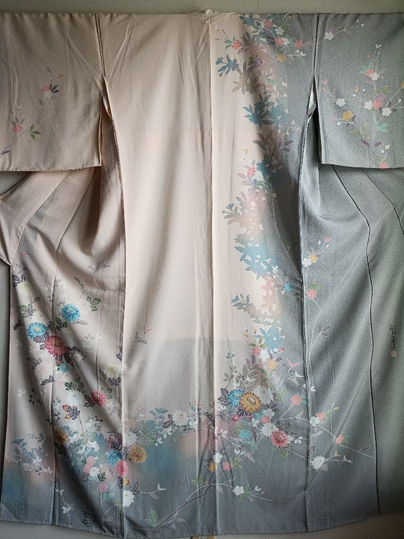 京加賀友禅訪問着 たたき模様 ろうけつ染め分け 光月の落款入り 美品 26B4